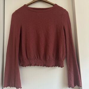 Madewell Textured Long Sleeve Top - Burgundy